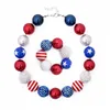 Baby Girls Collier Ensembles 78 Design Filles Pendentif Chunky Perle Collier Bracelet Drapeau Américain Licorne Diamant Enfant Parti Bijoux 575 K2