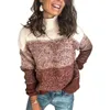 Autumn and Winter Casual Striped Knitted Jumper Ladies Turtleneck Sweater Pullover Women Sweaters 201221