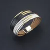 Kvinnor Leather Multi Layer Wrap Armband Gold Magnetic Buckle Woman Armband Bangle Cuff Fashion Jewelry Will and Sandy Gift