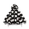 Hip hop flannel parkas Lambswool Hoodie Jackets Women Streetwear Full Print Heart Winter Harajuku Sherpa Zipper Overtize9716889