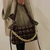 Shopping Bags Luxo dobras couro do plutnio crossbody sacos para as mulheres 2021 inverno designer corrente bolsas de ombro e bolsas femininas pequenos 220304