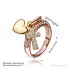 Pierścienie serca Pięknie Rose Złoto Wypełnione Hurtownie 18K Złote Diamentowe Pierścienie Zaręczynowe Moda Biżuteria Cross Diamond Pierścienie