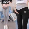 Elegant Maternity Leggings Baixo Cintura Barriga Calças Para Mulheres Grávidas Tecido Macio Gravidez Fina Calças Roupas LJ201114