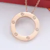 Classic Love Necklaces big ring pendant Diamond Necklace Fashion womens mens gold silver torque with red box