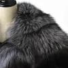 トップフールファッションリアルファーコート女性ブラックパーカーナチュラルシルバーファーコートとフード調整可能な冬のファーパーカショート201214