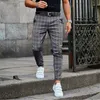 Summer Men Plaid Pants Casual Elastic Long Trousers For Male Sporting Breathable Work Pant Mens With Plus Size