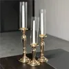 Decoration Gold Metal Candle Holder Wedding Candelabra Candlestick Top Cup Clear voor Event Party Wedding Seny819