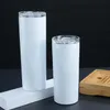 20 oz Vasos flacos Sublimación en blanco Taza delgada Tazas de café con tapa y tazas de cerveza de paja de plástico ENVÍO MARÍTIMO CCA12506