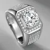 Simulerad Moissanite S925 Silver Ring Men's Wedding Engagement Square Diamond Ring Micro Inlaid Multy Diamonds Jewelry Gift231L