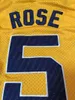personnalisé Jalen Rose # 5 Michigan Retro Basketball Yellow Stitch personnaliser n'importe quel nom de numéro HOMMES FEMMES JEUNESSE XS-5XL