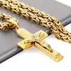 Religious Men Stainless Steel Crucifix Cross Pendant Necklace Heavy Byzantine Chain Necklaces Jesus Christ Holy Jewelry Gifts Q1121 218J