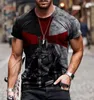 メンズTシャツタフな男の国旗3D Tシャツグラフィック光学錯視半袖パーティートップストリートパンクゴスクルーネック夏