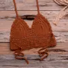 Womens Bralette Halter Neck Crop Top Knit Crochet Cami Summer Bikini Blouse Bra