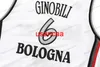 Niestandardowy Kinder # Ginobili Basketball Jersey Szygowany biały biały rozmiar i Nazwa i numer