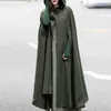 Höstkläder Hooded Coat Kvinnor Vintage Gothic Cape Poncho Coat Medeltida Victorian Warm Long Open Stitch Jackor Plus Storlek T200319