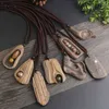 Ethnic style retro long sweater necklace European and American simple handmade wooden clothes pendant