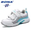 BONA Arrival Durable Kids Shoes Fashion Striped Contrast Color Boys Girls Sneakers Trendy Children Sports Shoes Running LJ201202