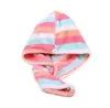 Dameshanddoeken Badkamer Microfiber Handdoek Kleurrijke Streep Haarhanddoeken Voor Volwassen Volwassenen Drogen Turban Wrap Hat Spa Badkappen CCC5571