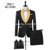 Custom Made Men Black Double Breasted Wedding Groom With Pants Slim Fit Tuxedo Suit For Prom Best Man Suit