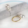 12st/Lot Creative Personality Metal Servett Ring The Toast Button Ring Servin Western Buckle Servin Ring Pearl Meal 201124