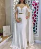 Anmutige kaftan arabische formelle abendkleider langes cape achselzucken und wickel 2021 gold spitze blumen applikationen frauen mädchen prom party tragen kleider