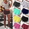 Shorts Women Hot Women Blandning 2021 Sommar Kort Byxor Kontrast Bindande Sida Split Elastic Waist Patchwork Casual Beach Party Y220311