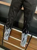 Luxury Fashion Mens Straight Slim Fit Biker Jeans Pants Painted Distressed Skinny Ripped Destroyed Vintage Jeans Hip hop Denim Pan2366