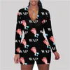 Kvinnor Jumpsuit Sexig Slim Casual Bodysuit Pattern Printed Onesies Långärmad Shorts Ladies New Fashion Home Rompers