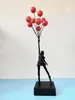 Lyxig ballong flicka statyer banksy flygande ballonger flicka konst skulptur hartsa hantverk hem dekoration julklapp 57cm fy4329