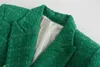 Najwyższej jakości 2022 Damska kurtka Jesień Moda Double Breasted Tweed Check Blazer Płaszcz Vintage Z Długim Rękawem Kieszenie Kobiet Odzież Odzieży Chic XS-L