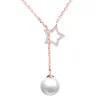 Weiße Nachahmung Perlen Anhänger Halsketten Für Frauen 925 Sterling Silber Zirkonia Star Trendy Schmuck Koreanische Art Geschenk Ladi
