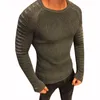 Fashion- Oeak Hommes Automne Hiver Slim Pull Casual Patchwork Pull À Manches Longues O-Cou Solide Chandails Tricotés Hommes Vêtements