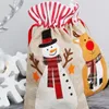 Presentförpackning 18 * 30cm Big Christmas Bag Santa Claus Snowman Elk Drawstring Jute Burlap Väskor Dekoration Cookie Candy Bag1