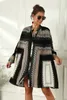 EWQ 2020 Весеннее летнее воротник с длинным рукавом печати с регулируемой талией. Случайное платье рубашки Женщины XL LJ200818
