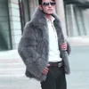 Męskie kurtki Nowe przybycie męskie płaszcze luksusowe płaszcze Odrzuć kołnierz Slim Faux Fur Kurtki wierzchołkowe Parka Overcoat duży rozmiar xxxl szary 021323h