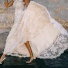 Vintage Szampana Koronka Czeski Suknia Ślubna Rękaw Seksowna Backless Bridal Gown Vestidos De Novia 201114