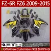 Kit de carroçaria para Yamaha FZ6 FZ 6R 6N 6 R N 600 FZ-6R FZ600 Black Yellow FZ6R 09 10 11 12 13 14 15 Bodys 103No.100 FZ6N 2009 2010 2012 2015 2015 FZ-6N 09-15 OEM Feeding