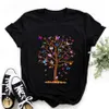 WVIOCE Mode Vrouwen Kleding Tee Butterfly Tree Print Harajuku T-shirt Casual Ronde hals Korte Slee Top 24722