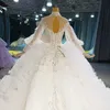 Cristalli di lusso Pizzo Ricamo Ball Gown Abiti da sposa Maniche lunghe Collo alto Puffy Princess Church Abiti da sposa Arabia Saudita Dubai Vestidos De Novia AL9996