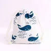 Coton lin tissu pochette sac à cordon dessin animé animaux imprimer voyage tissu chaussures sac de rangement sac cadeau de noël 10x14cm/13x18cm H1231