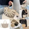 New Cross Body Straw Semicircle Design Small Tote Evening Bags For Women Summer Lady Beach Shoulder Crossbody Simple Bag Female Travel Handbags