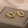 Stud Stainless Steel T-Shaped Earrings For Women Gold Sliver Color Hoop Piercing Ear Korean Fashion Jewelry 2022 Gift