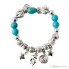 Charm Armband Vintage Charms L Elephant Bird Pendant Bracelet Fine Jewelryturquoise Bead Armband