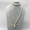 Natural Amazonite Stones Statement Necklaces Bohemian Tribal Skull Jewelry Long Chain Horn Pendant Necklace Spring Fashion