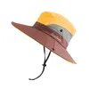 Cappello estivo a coda di cavallo per donna Cappello da sole traspirante a tesa larga UV UPF Cappello boonie impermeabile per escursionismo all'aperto