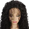 Preto Kinky Curly Sintético Lacefront Peruca 14 ~ 26 polegadas Pelucas Simulação Cabelo Humano Perucas dianteiras 180719- # 2