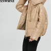 Za Mulheres Pretas Faux Faux Casaco De Couro Casaco Oversized Zipper Inverno Feminino Grosso PU Jaqueta Com Capuz Overcoat High Quality 201019