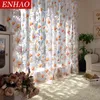 ENHAO Modern Sun Floral Tulle Cortinas para sala de estar Dormitorio Cocina Lujo Cortinas transparentes para ventana Cortinas de tul Y200421