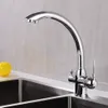 White Filtered Kitchen Faucet Brass Drinking Water Filter Dual Handle Kitchen Swivel Purifier Faucet Torneira T200424