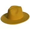 Winter Fashion Hat Fedora Man Klasyczna ciepła szeroka brzeg bez paska Feel Trilby Hombre Vintage Lady Trendy Hat9115869